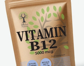 Vitamin B12 5000mcg Capsules: Vegan, Clean, Natural Supplement