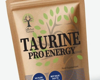 Cápsulas de taurina 700 mg, suplemento de aminoácidos en polvo, potenciador de energía y fuerza.