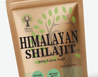 Cápsulas de Shilajit del Himalaya 500 mg Extracto de alta potencia 50 veces más potente Suplementos veganos naturales y limpios