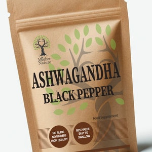 Ashwagandha Black Pepper 600mg Natural Ashwagandha Capsules Root Extract Vegan Supplements