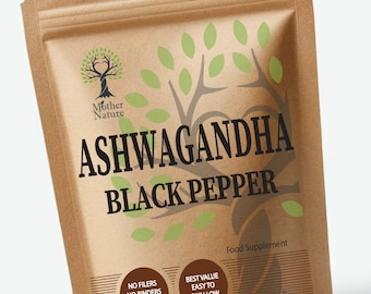 Ashwagandha Black Pepper 600mg Natural Ashwagandha Capsules Root Extract Vegan Supplements