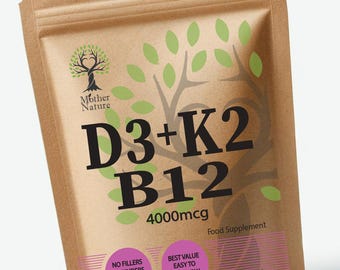 Vegan D3 K2 B12 Ergänzung: 4000 IE, pflanzlich