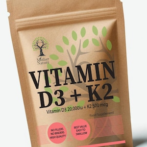 Vitamin D3 20.000IU K2 500mcg High Strength Vitamin D3 K2 MK-7 Magnesium Capsules Vegan Supplements