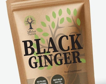 Black Ginger Capsules: 500mg Vegan Supplement, UK Made