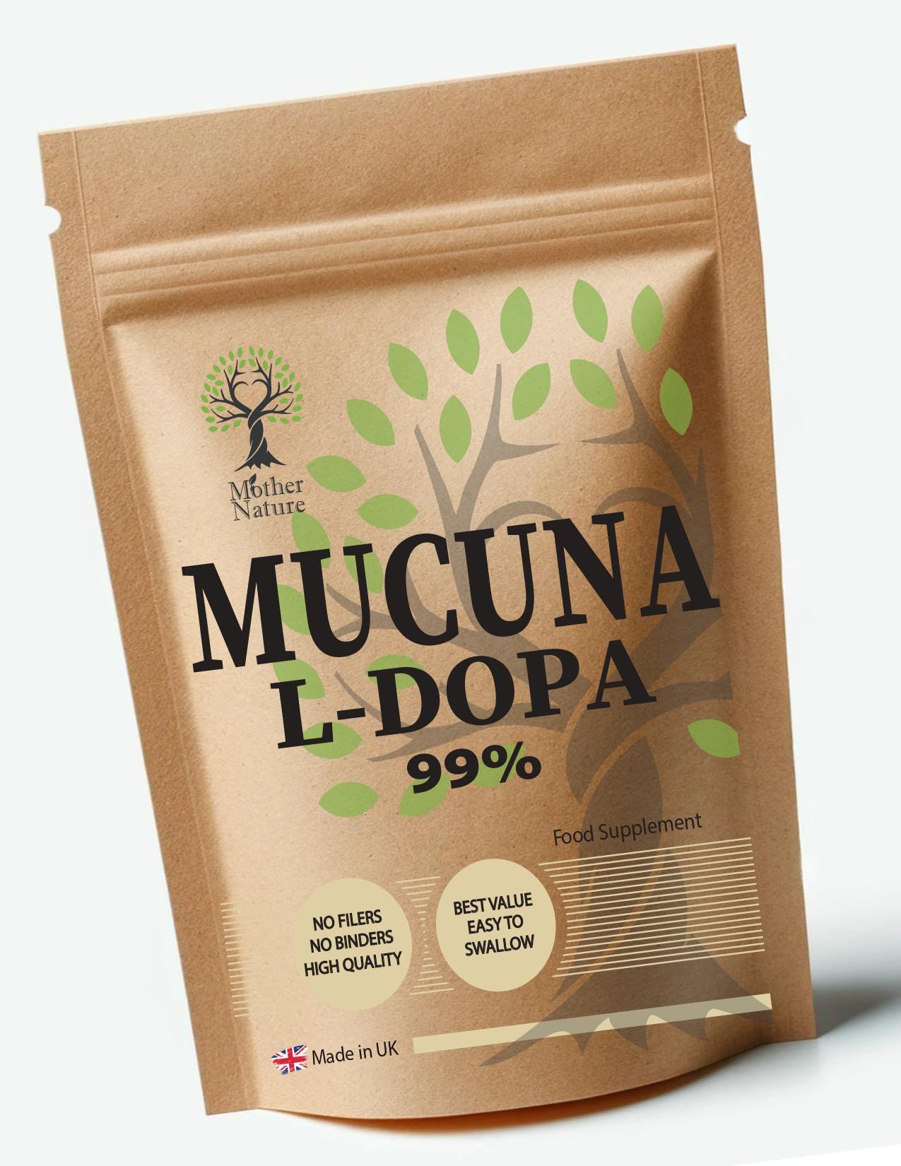 Mucuna Capsules 99% L-Dopa 600mg Genuine Powder High Potency Natural Supplement