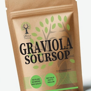 Graviola Capsules 500mg Natural Graviola Soursop Fruit Extract High Potency 10 x Stronger Clean Natural Vegan Supplements