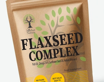 Flaxseed Oil Complex 1000mg: Omega 3 6 9, Vitamin E Softgels