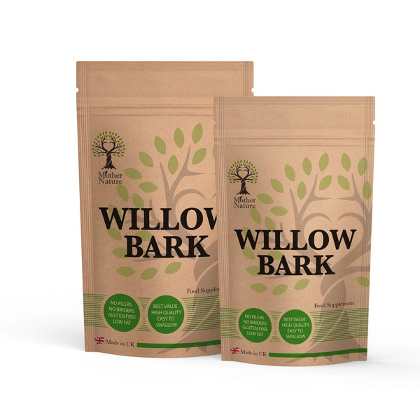 White Willow Bark Capsules 600mg High Potency 10 x Stronger Willow Bark Powder Natural Supplement Vegan
