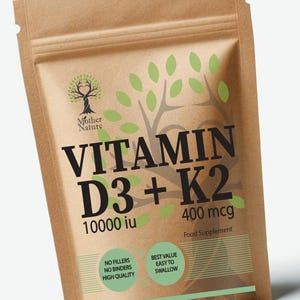 Vitamin D3 10000IU - K2 400mcg UK Best Clean Natural Vitamin D3 Powder Vitamin D3 K2 MK7