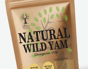 Wild Yam Extract Capsules: 400mg Vegan Supplement, 15% Diosgenin