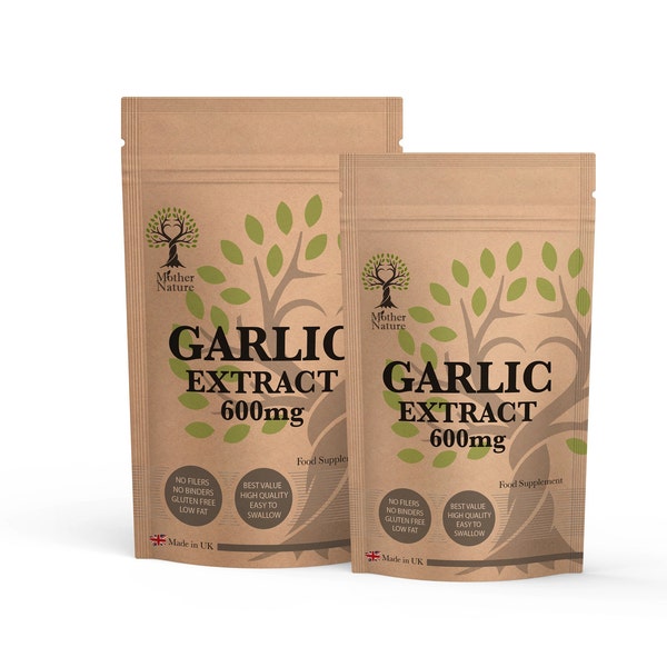 Garlic Capsules 600mg Odourless Garlic Extract Clean Natural Garlic Supplement High Potency 20 x Stronger Garlic Powder Vegan