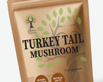 Turkey Tail Mushroom 500mg Capsules Natural Turkey Tail Mushroom Supplement High Potency 20 x Stronger Turkey Tail Powder Vegan