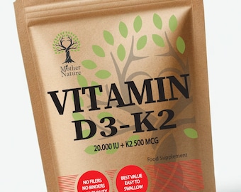 Vitamin D3 20.000IU K2 500mcg High Strength Vitamin D3 K2 MK-7 Magnesium Capsules Vegan Supplements