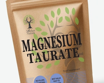 Magnesium Taurate Supplement 500mg Clean Magnesium Capsules Vegan