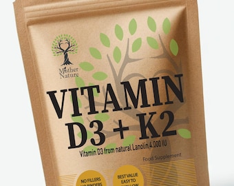 Vitamin D3 4000IU + K2 MK7: Natural Lanolin Supplement