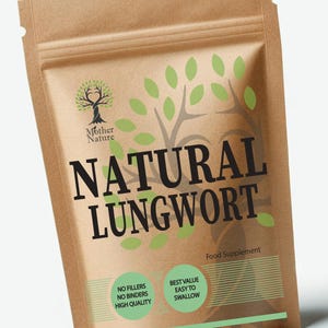 Lungwort 500mg High Potency Clean Natural Lungwort Capsules Eco-friendly Best Vegan Supplements Plant-based Holistic Health