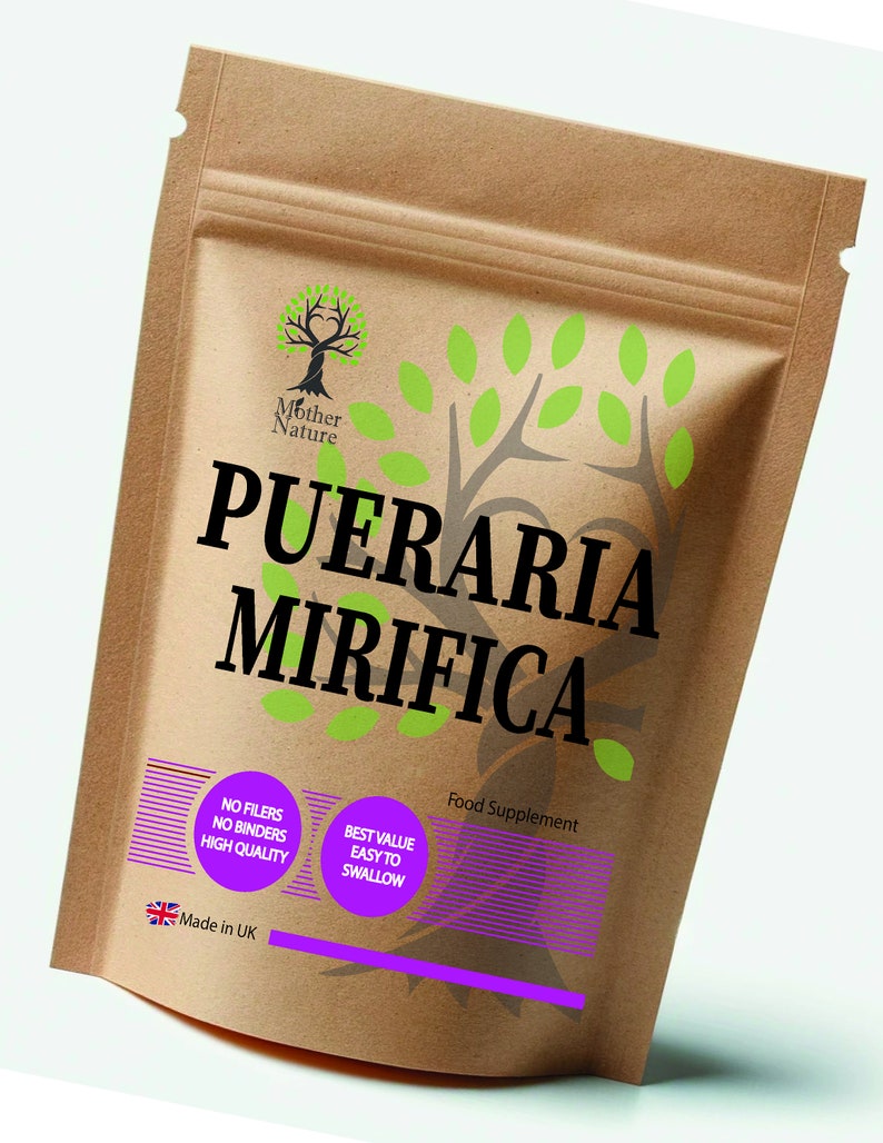 Puareira Minifica Capsules 600mg High Potency Natural Vegan Supplement 40% Flavonoids Puareira Minifica Root for Women image 1