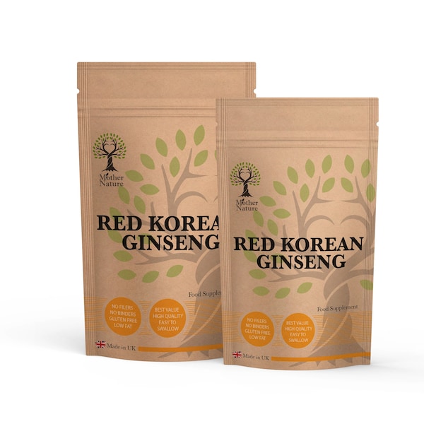 Red Korean Ginseng High Strength Panax Extract 450mg Vegan Capsule Natural Supplement for Men & Women