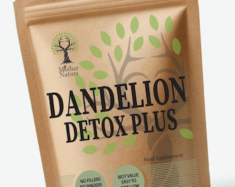 Cápsulas de diente de león (500 mg de extracto de raíz), polvo de diente de león natural y limpio, suplementos veganos.