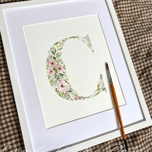 Letra de acuarela personalizada, letrero con nombre floral colorido, letras florales personalizadas, letrero con nombre para guardería, arte personalizado para guardería, regalo para baby shower
