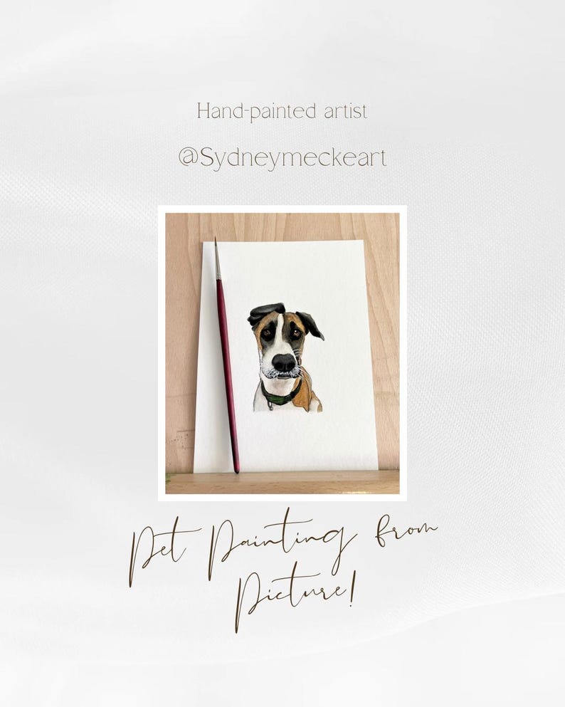 Aangepaste aquarel huisdierportret: handgeschilderd hondenschilderij van foto afbeelding 4