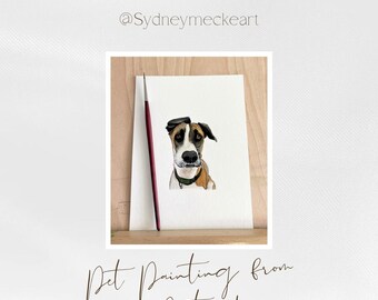 Op maat gemaakt handgeschilderd huisdierportret, hondenaquarelkunst