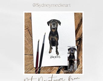 Aangepaste aquarel huisdierportret: handgeschilderde hondenkunst van foto