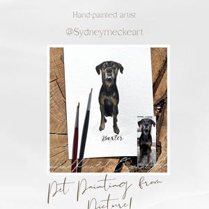 Aangepaste aquarel huisdierportret: handgeschilderd hondenschilderij van foto afbeelding 2