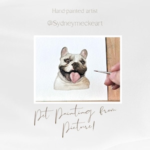 Aangepaste aquarel huisdierportret: handgeschilderd hondenschilderij van foto afbeelding 1