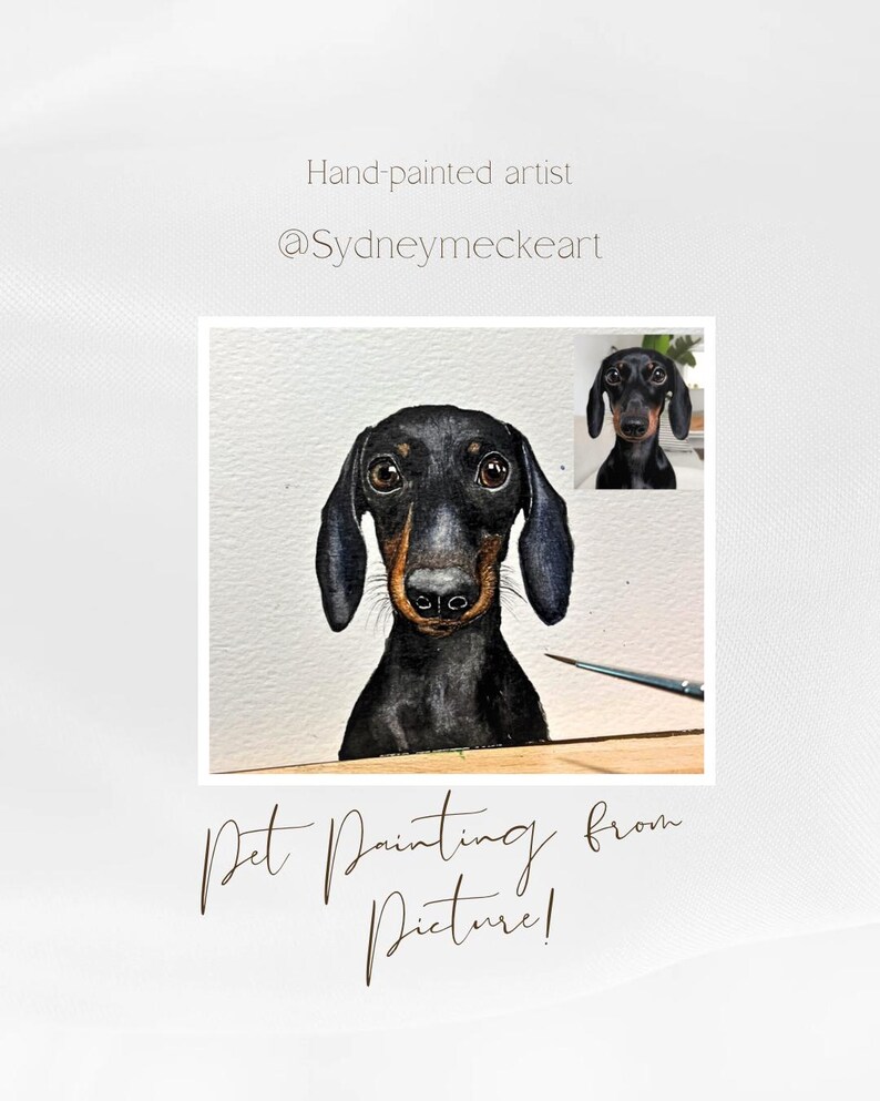 Aangepaste aquarel huisdierportret: handgeschilderd hondenschilderij van foto afbeelding 3