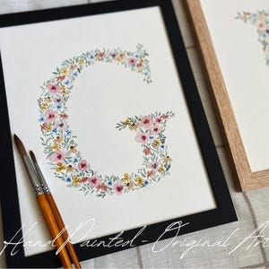 Letra de acuarela personalizada, letrero con nombre floral colorido, letras florales personalizadas, letrero con nombre para guardería, arte personalizado para guardería, regalo para baby shower