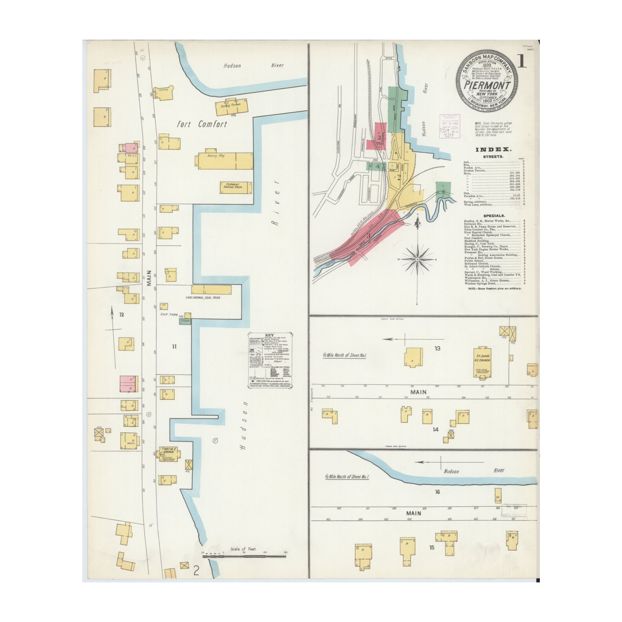 1903 Vintage Town Map of Piermont Rockland County New York Etsy
