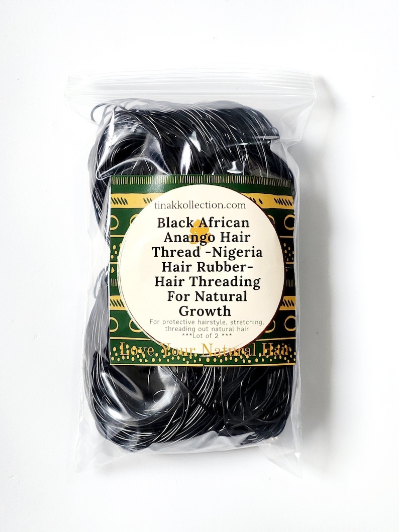 Black African Anango Thread / African Hair Accessories/ Fil Anango /Nigeria Hair Thread/ Lot of 2 image 4