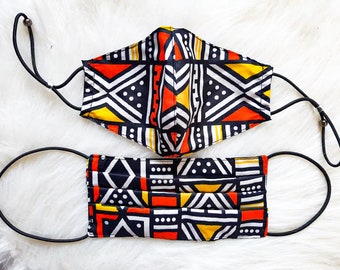 2er Set Gesichtsmaske mit afrikanischem Aufdruck / afrikanische Gesichtsmaske für Kinder / Handarbeit / Gesichtsmaske / Reversible Ankara Gesichtsmaske