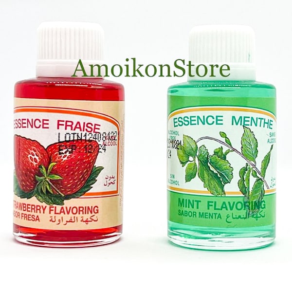 Arome 3 Lions Essence Menthe Et Fraise/ Mint Extract Flavoring / Strawberry Extract Flavoring / Great For Baked Goods And Drinks/ 30ml