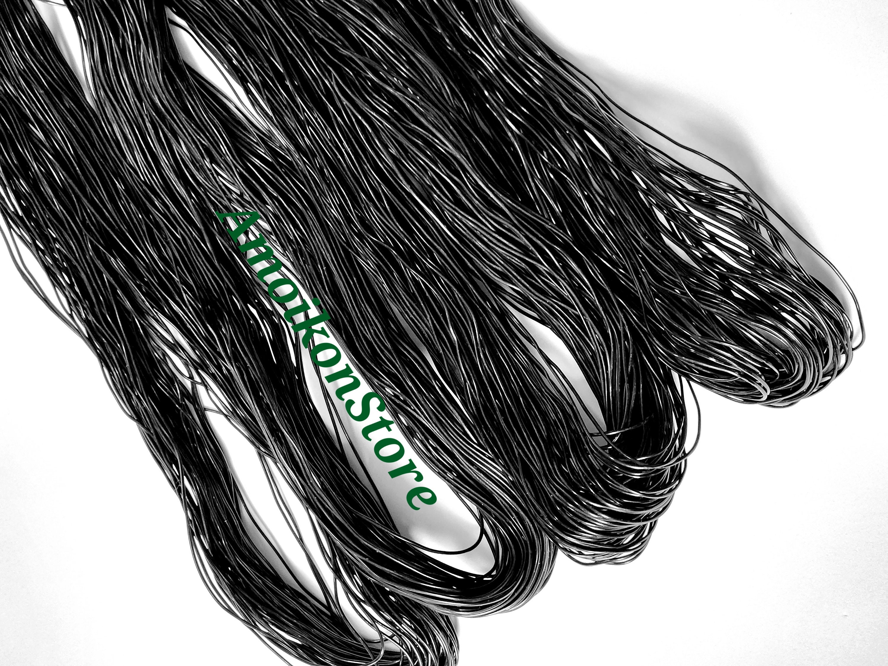 4 Pieces of African Rubber Hair Thread, Black Anango yarn, Fil Anango