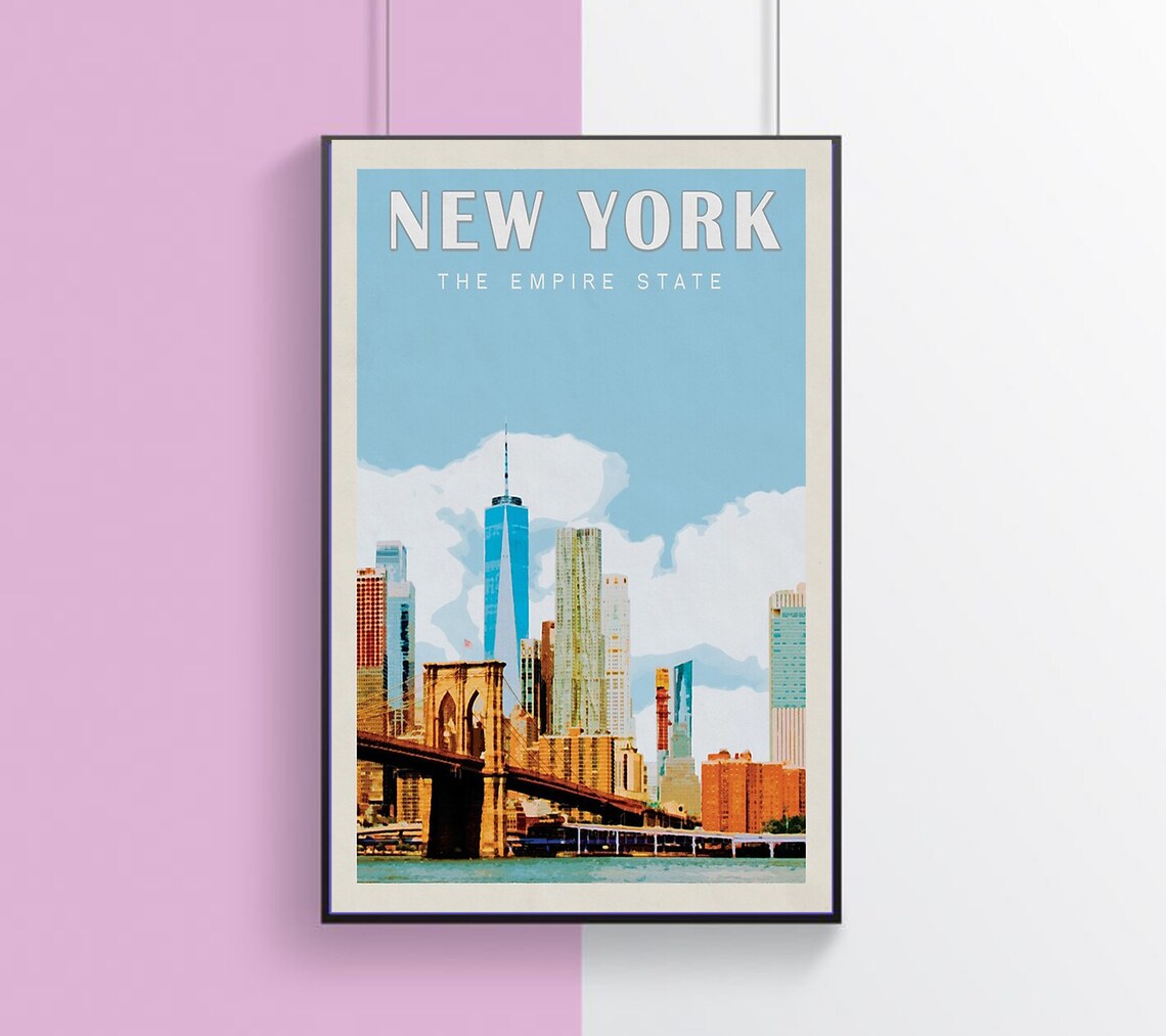 New York City Vintage Travel Poster New York Poster Print Etsy