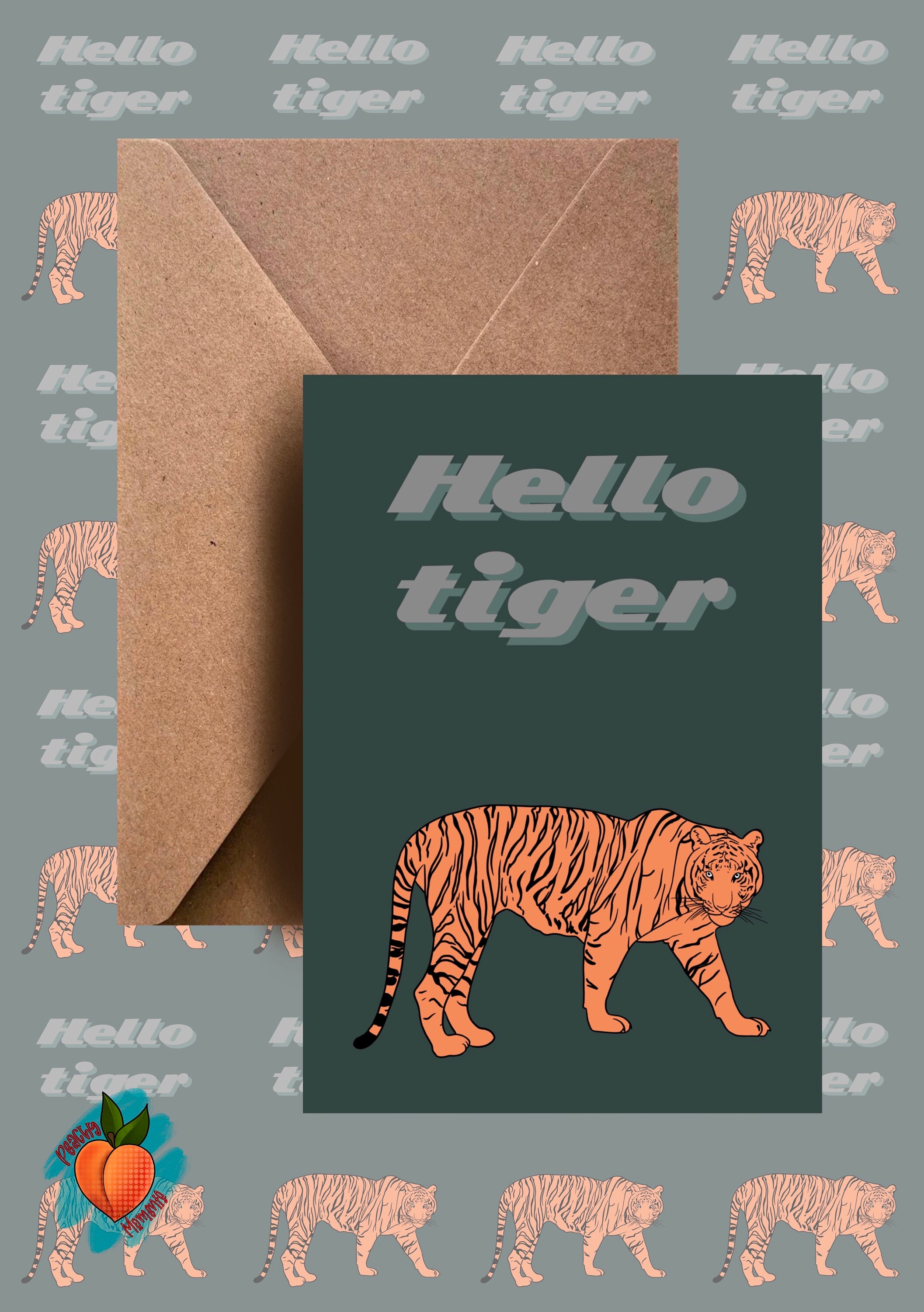 Hello Tiger Card, Birthday Card, Blank Card, - Etsy