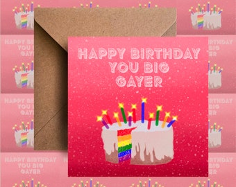 Birthday card, Gay card, blank card, just because  , funny card , rude card
