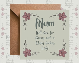 Mother’s Day card, blank card  , funny card , rude card