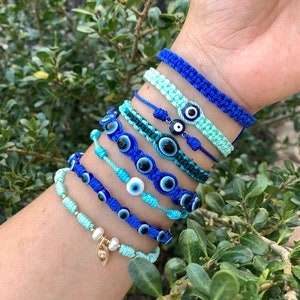 Ojo azul - Regalos de mal de ojo - Pulseras azules - Regalos de fiesta - Regalos de bautizo - Pulseras de la amistad - Regalos de boda - Regalos de San Valentín