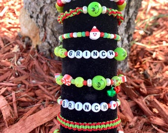 Christmas Bracelets  - Christmas Gift- Holiday Bracelets-  Gift- Christmas Jewelry- Grinch Bracelets- Holiday Bracelets- Grinch Jewelry