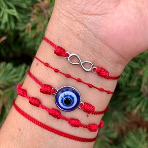 Pulseras de hilo rojo, pulseras de mal de ojo, pulseras de la amistad, pulseras de protección, pulseras delicadas, pulsera de perla