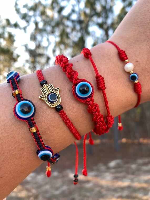 Pulseras Evil Eye Rojas Pulseras de la Amistad - Etsy España