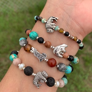Rustieke bizon-bedelarmband: sieraden van buffel met kralen