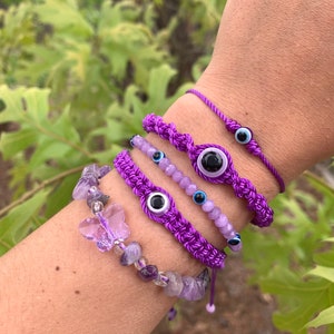 Purple Evil Eye Bracelet- Lilac Jade- Purple Butterfly Bracelets- Gifts for her- Mother’s Day Gifts- Purple Jewelry- Amethyst Jewelry