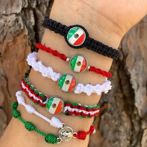 Mexican Flag Bracelet- Bandera Mexicana - Viva Mexico - Mexican Flag -Rosary Bracelet