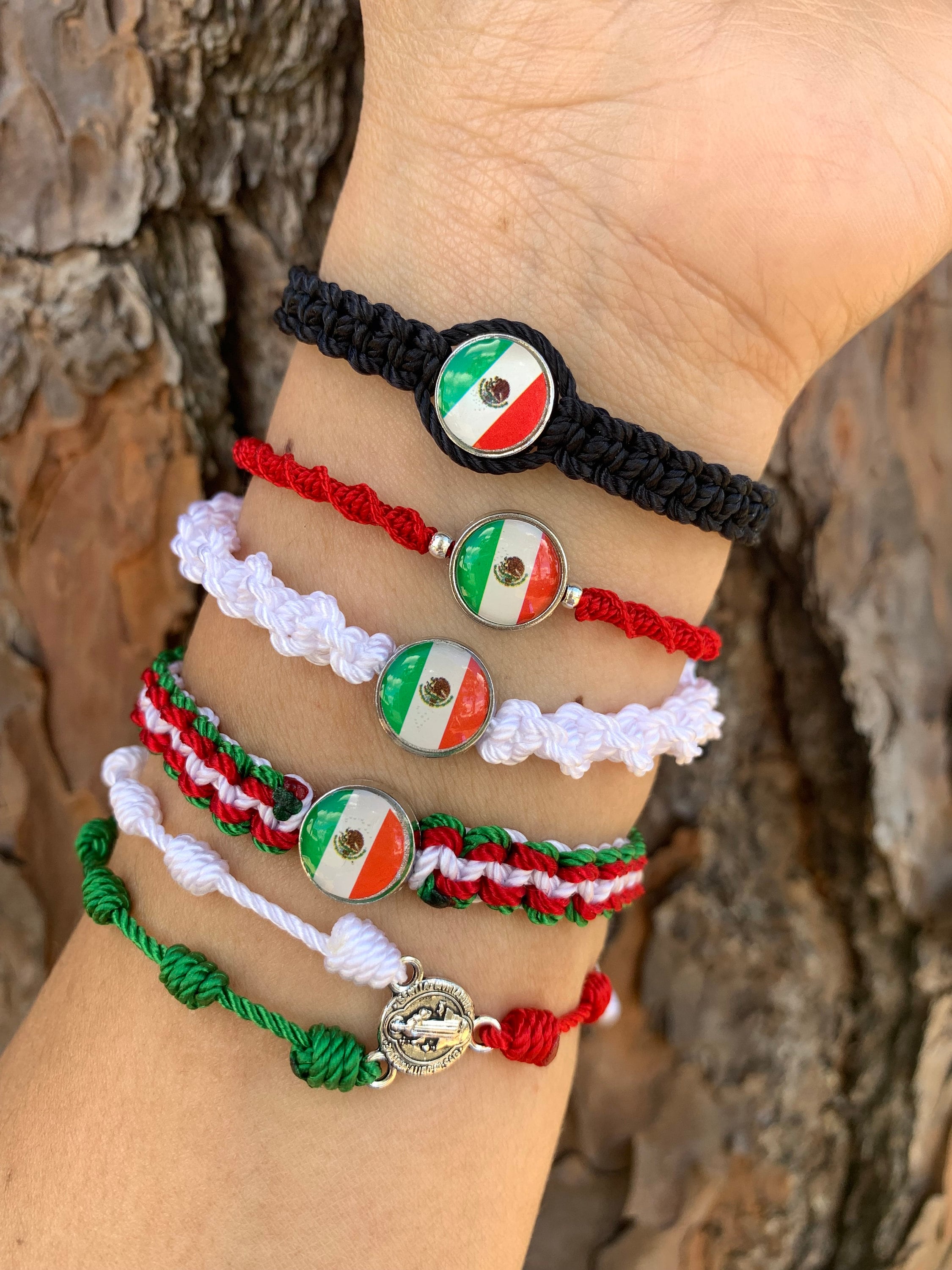 Mexican Rondelle Bracelet Set Semanario Pulseras Tri-color Mexicanas 