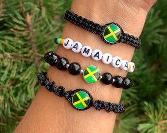 Jamaica - Jamaica Bracelets- Jamaica Love - Jamaica Flag- Jamaica Jewelry- Jamaica Pride- Jamaica Flag Bracelets for Her- Jamaica Bracelets