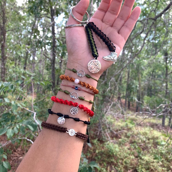 Hiking Bracelets- Outdoor Bracelets- Mountain Bracelets- Compass Bracelet- Evil Eye Bracelets- Minimalist Outdoor Jewelry- Hiking Keychain